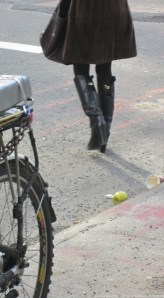 Woman crossing street